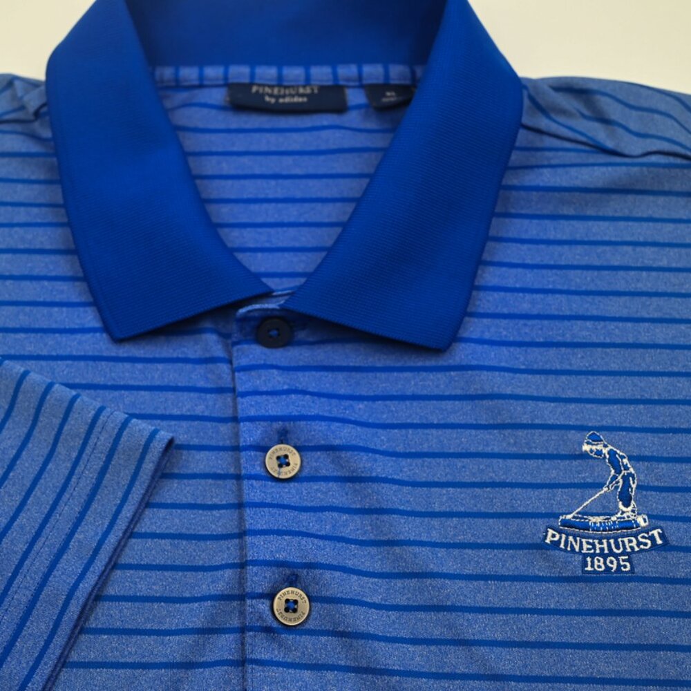 NEW Pinehurst 1895 by Adidas Putter Boy Blue Stripe Wicking Polo Shirt XL